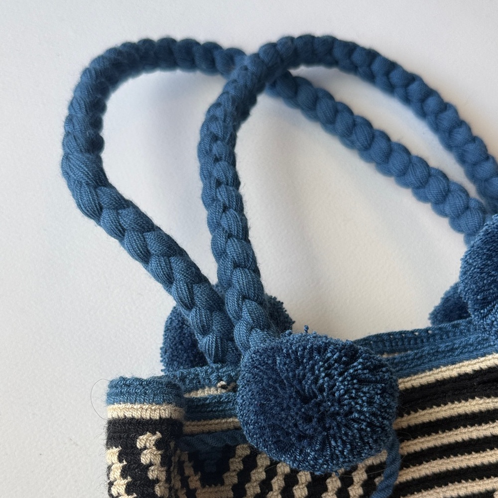 Stylish Tan, Black, and Blue Women's Woven Bag - Picture 4 of 8